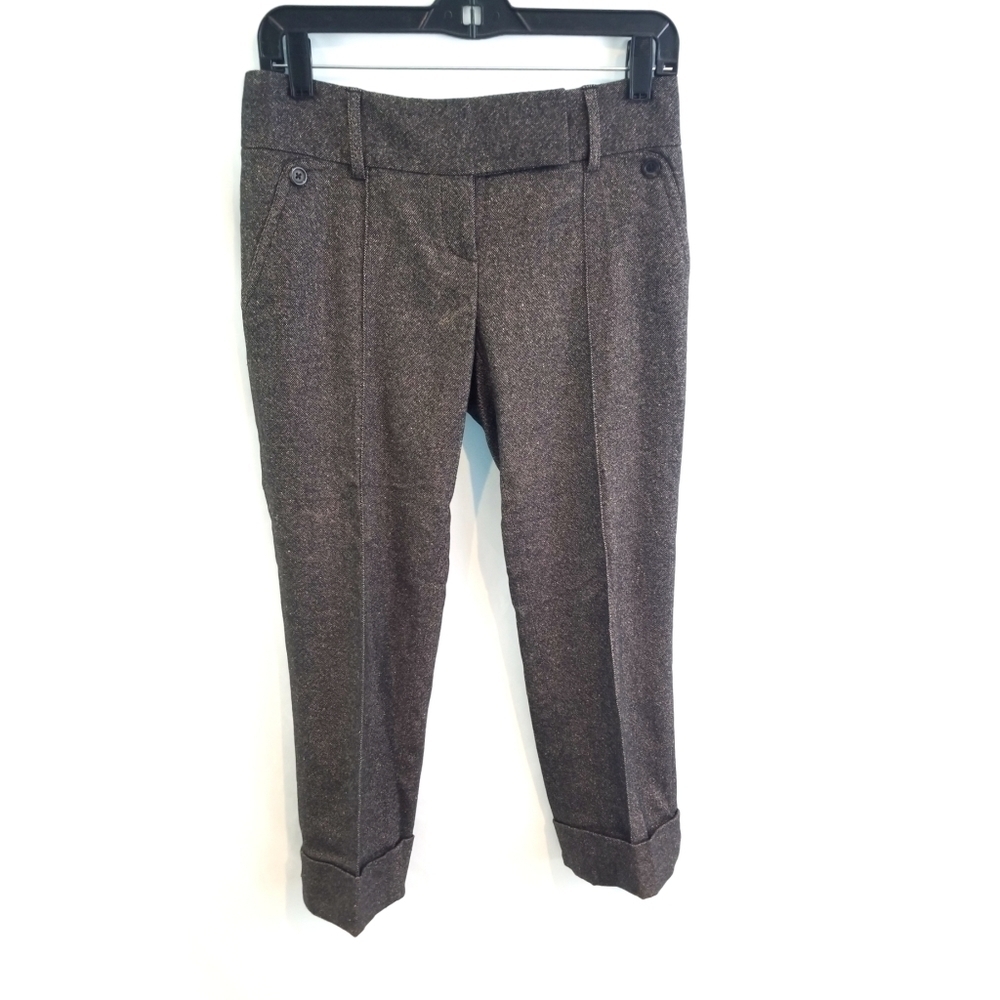 Elie Tahari Size 2 Brown Capri Cropped Dress Pants Wool Blend